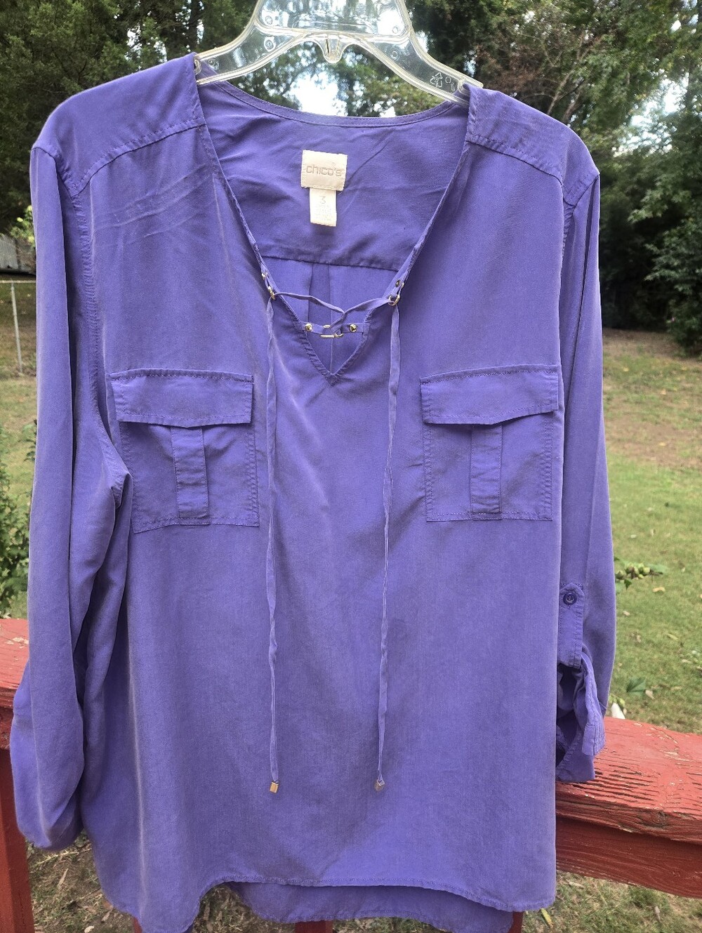 Chico's Lavender-Purple Lace-Up Utility Tunic